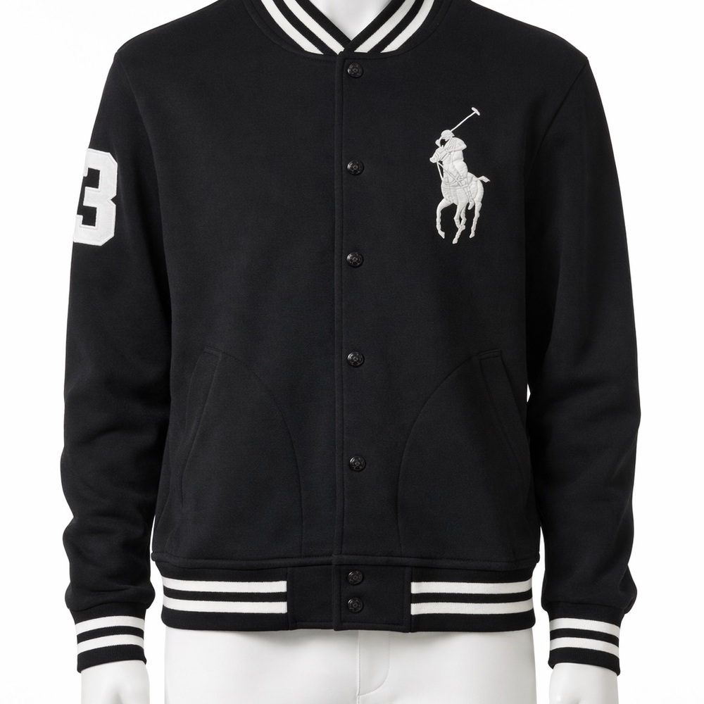 Polo by Ralph Lauren Black and White Varsity Jacket